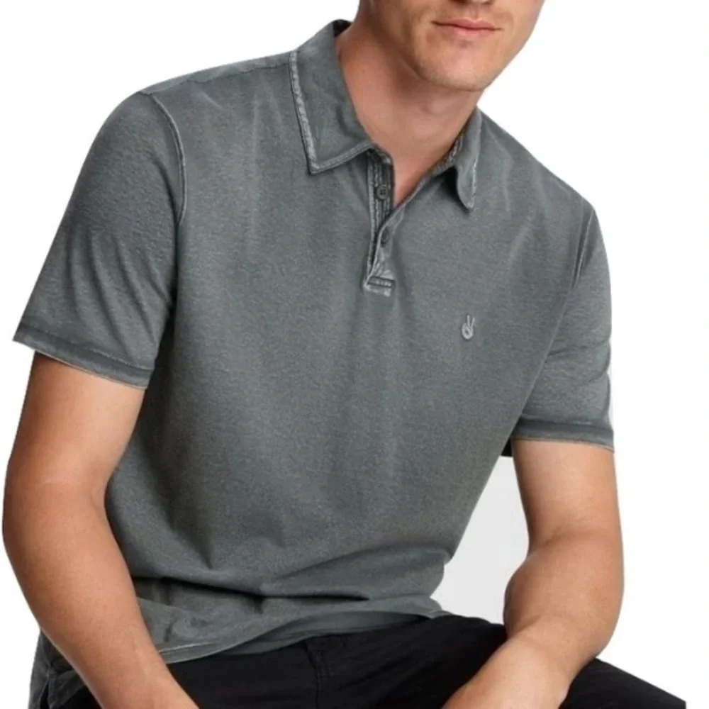 John Varvatos peace polo Shirt washed gray 29124